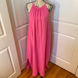 Universal Thread Womens Size XL Scoop Back Maxi Shift Dress Pink Cotton